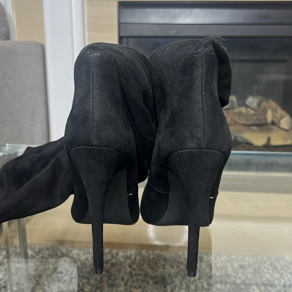 New Freya Black Over The Knee Fuax Suede Heel Stiletto Boots, 9 - Picture 6 of 7